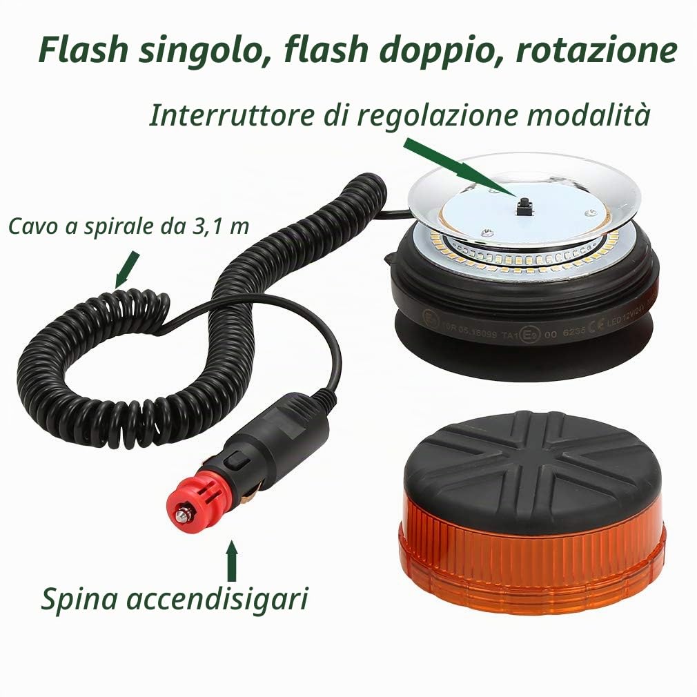D-TECH LED 12/24V luce lampeggiante Luce LED Stroboscopica d'emergenza con magnete per camion Rimorchio Trattore Veicolo Auto SUV