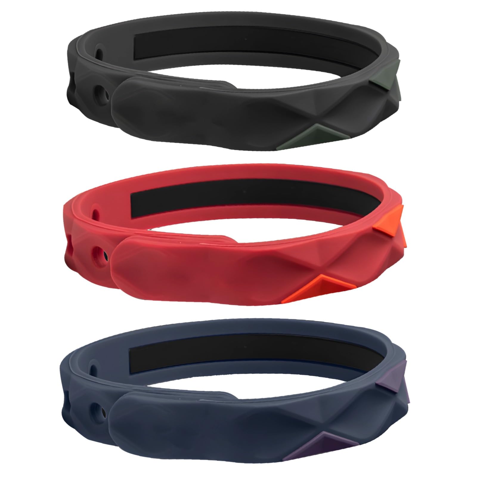 Vestamore 3 Pcs Anti Static Wristband Set, Silicone Bracelets for Men and Women, Adjustable Black Red Blue Wristband, EMF Blocker Style Bands for Daily Wear