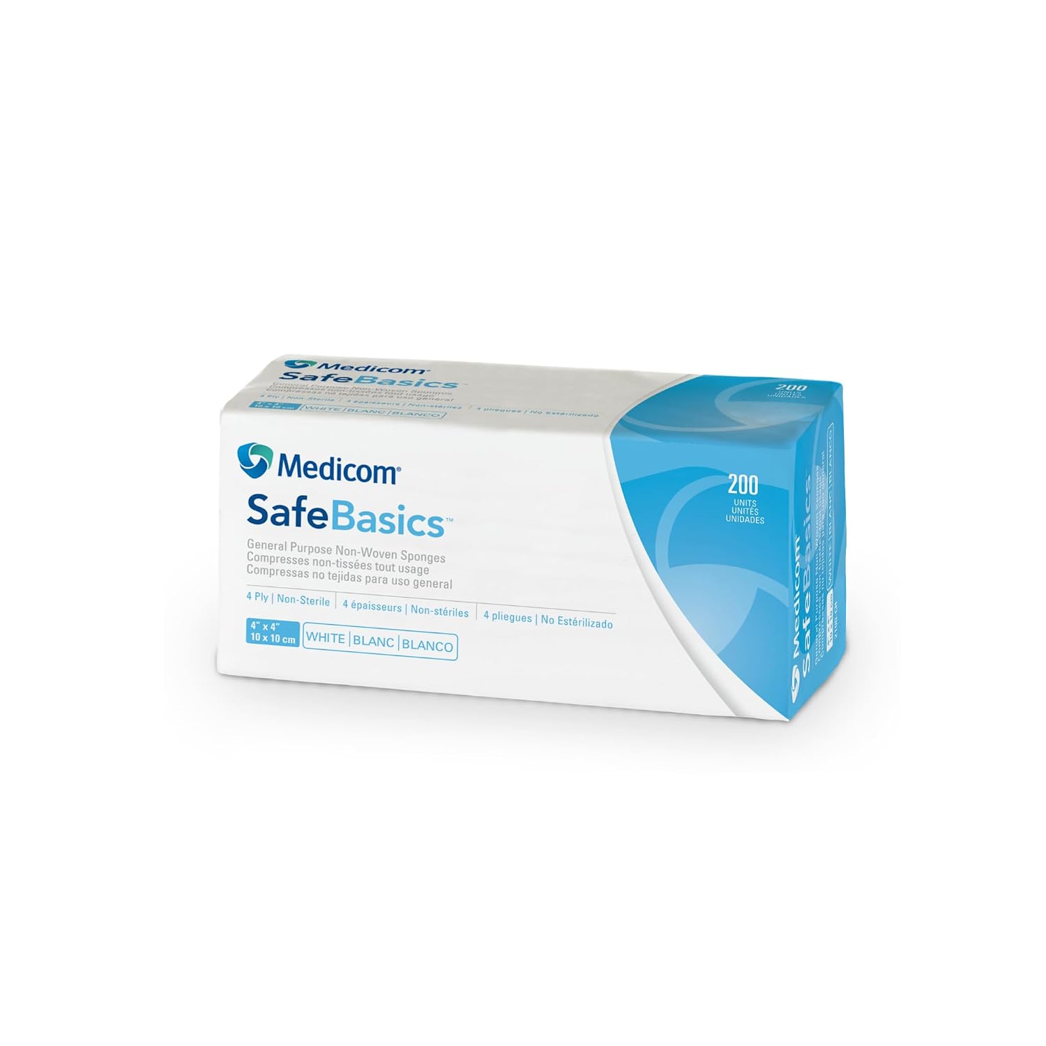Medicom 2101-CH General Purpose Sponge, Non-Woven, Non-Sterile, 4-Ply, 2" Width, 2" Length (Pack of 5000)