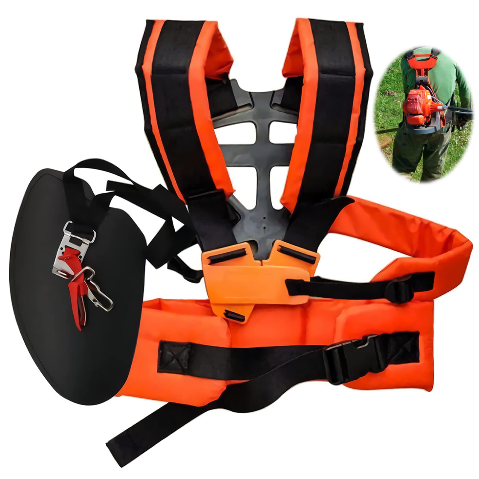TOPJOWGA Correa Desbrozadora, Correa de Cortacésped Ajustable de Doble Hombro, Correa de Hombro de Cortacésped, Trimmer Correa for el Hombro Doble, Recortadora Correa para Desbrozadora
