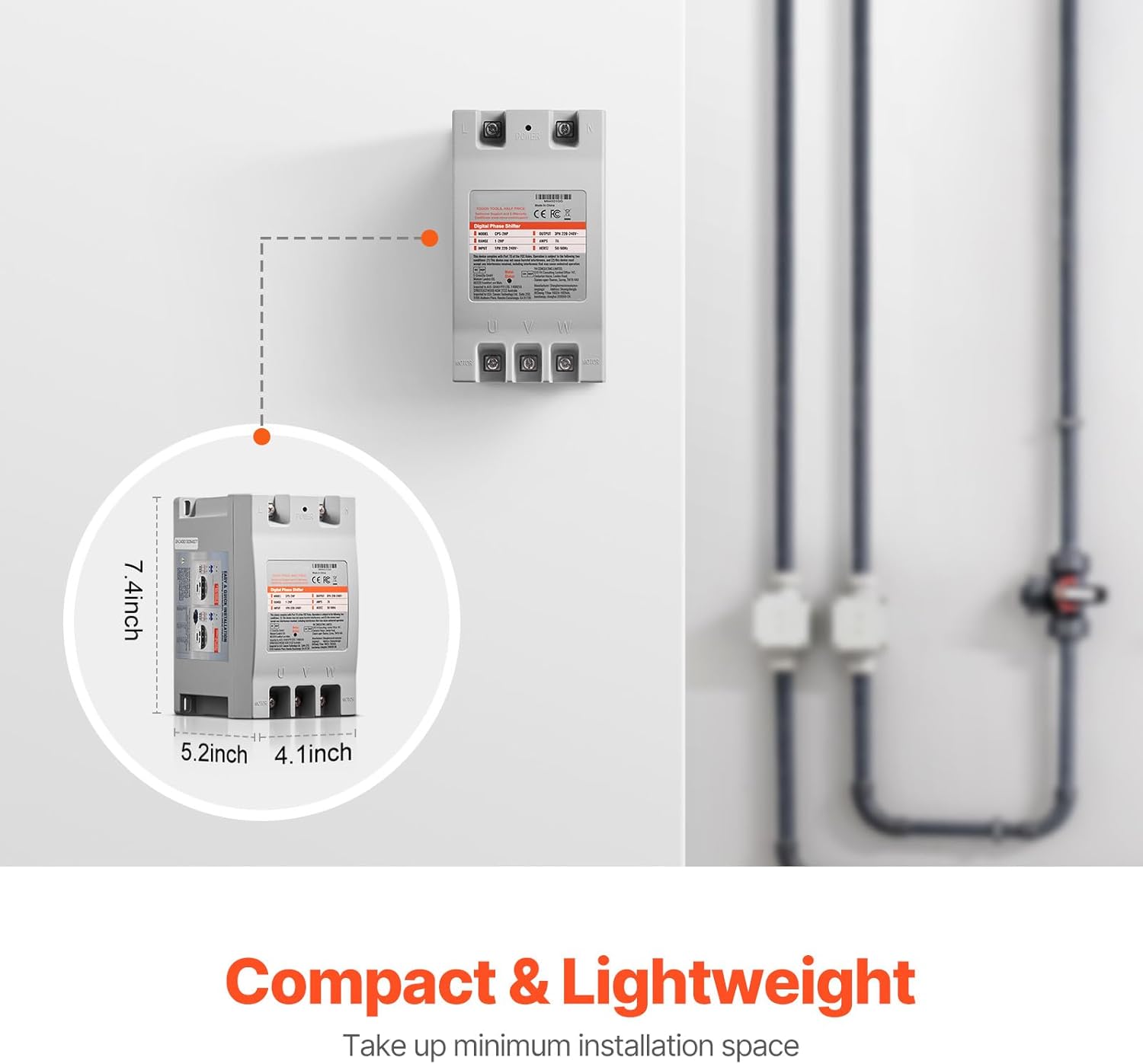 Happybuy 3 Phase Converter - 2HP 7A 220V, Converts Single Phase to 3 Phase for Residential & Light Commercial Use, One Converter for One Motor Only, 220V-240V Input/Output