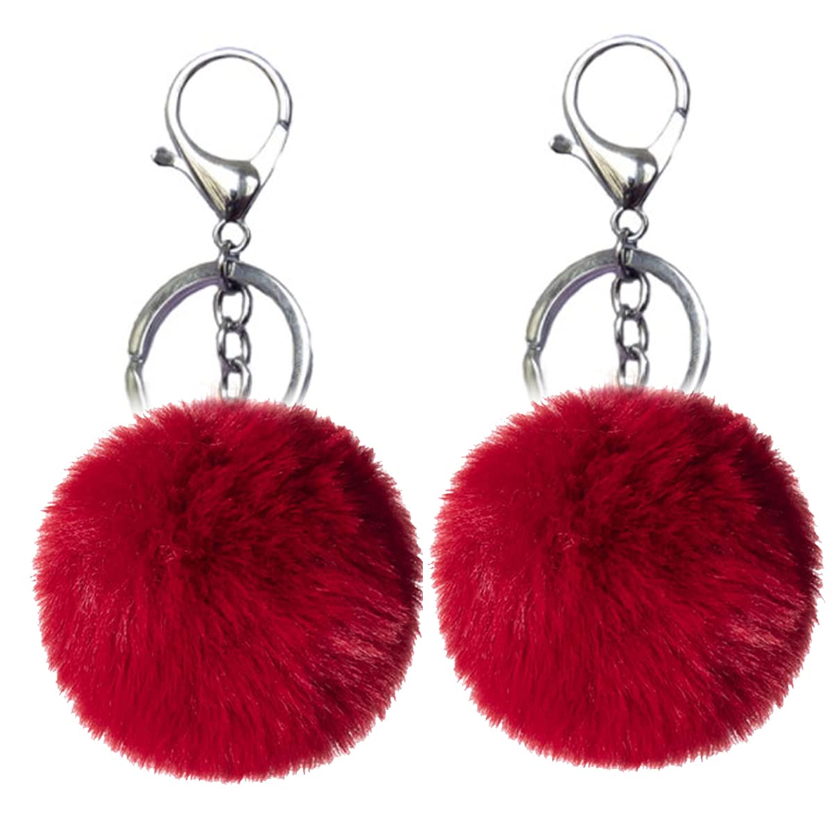 Unpafcxddyig 2PCS Pom Pom Keychain Artificial Fur Ball Keychains Fluffy Tote Pendant Car Bag Charm