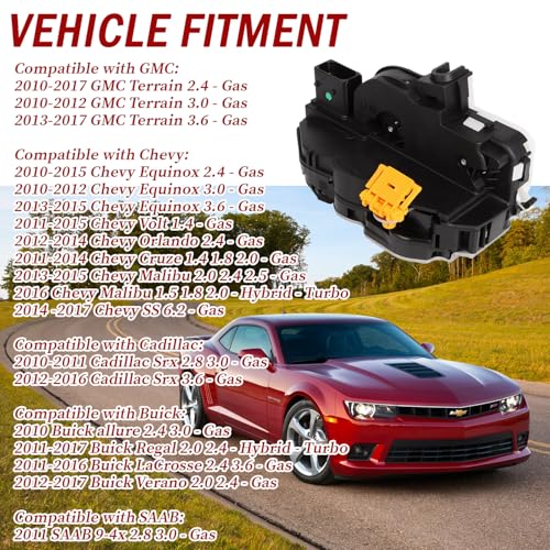 Image of Front Right Passenger Side Door Latch Lock Actuator Compatible with Chevy Equinox Volt Cruze Malibu GMC Terrain Cadillac SRX, Replaces 931-315 13503802 13578277