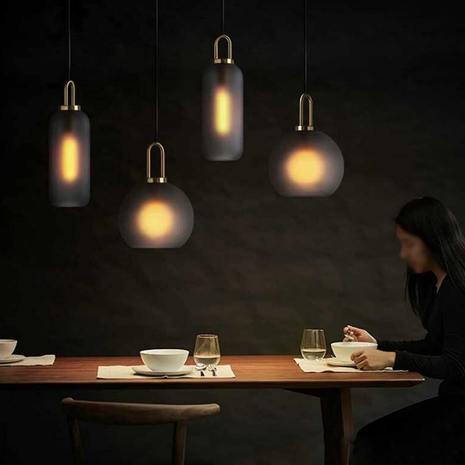 Colgante de Lampara Colgante Luz Moderno Arte Moderno Gris Frosted Vidrio Pantalla Lámpara Colgante Exquisita Araña for Dormitorio Sala de Estar Cafetería Cocina
