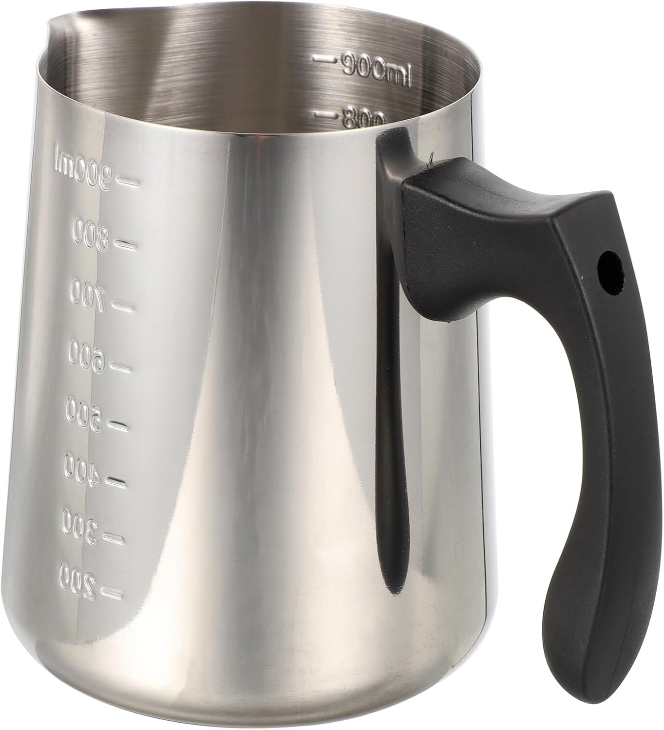 Cabilock Stainless Steel Frothing Pitcher Ergonomic Steaming Milk Jug with Handle for Espresso Cappuccino Latte Art Easy to Clean Household Use