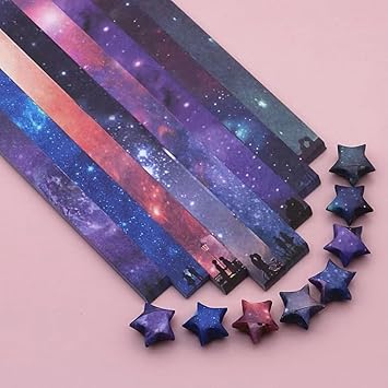 Star origami strips, starry sky patterns, paper stars, handmade paper strips, handicrafts (540 pieces)