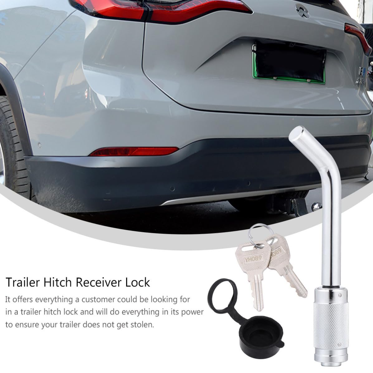 Mipcase Bloqueo del Receptor del Enganche del Remolque Enganche Antirrobo Hierro y Aleación de Zinc Plata Fácil Instalación para Caravana y Remolque Varios estilos