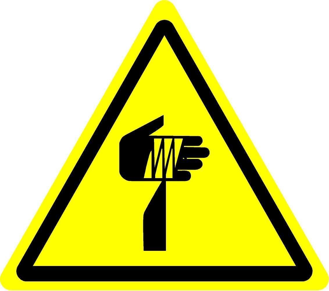 Kpcm Display Ltd Iso Safety Label Sign - International Warning Sharp Elements Symbol - Self Adhesive Sticker 50Mm Diameter