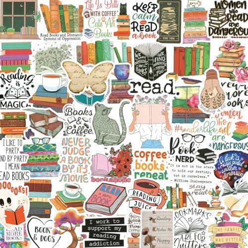 200PCS Book Stickers for Kindle, Bookish Stickers, Booktok Reading Stickers for Water Bottles Laptop Phone Accessories, Vinyl Waterproof Stickers for Book Lovers Teens Adults