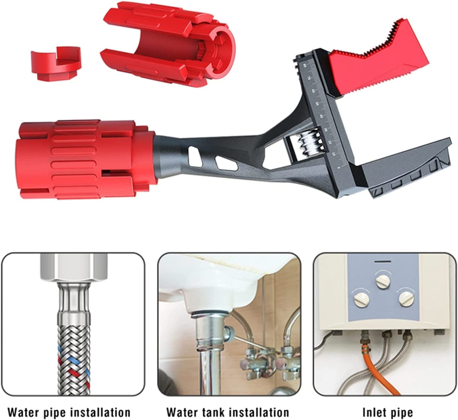 Klucz nastawny, klucz nastawny, 24 w 1 ze stopu aluminium duży klucz otwarty11-90 mm narzędzie do naprawy kluczy pasuje do wody wpuszczanej wanny (kolor: Onecolor)
