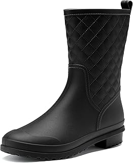 DREAM PAIRS Wellies Women Mid Calf Wellington Boots Ladies Garden Boots Waterproof Rain Boots Outdoor