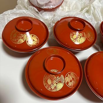 Amazon.co.jp: 漆器 お椀 蓋付き 8セット 50年前 輪島塗