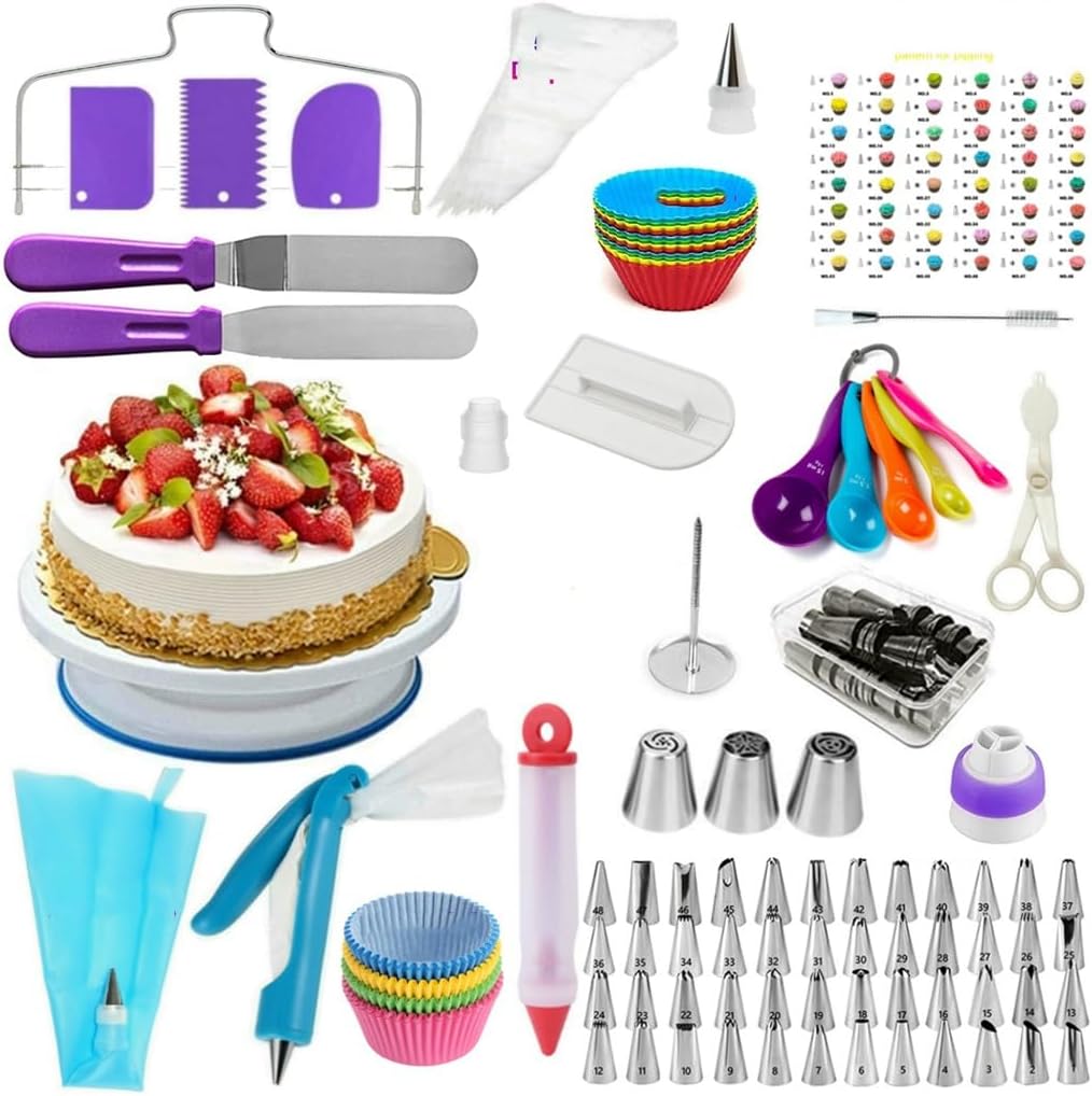 217 Piece Cake Turntable Set, Stainless Steel Flower Mouth Baking Tool
