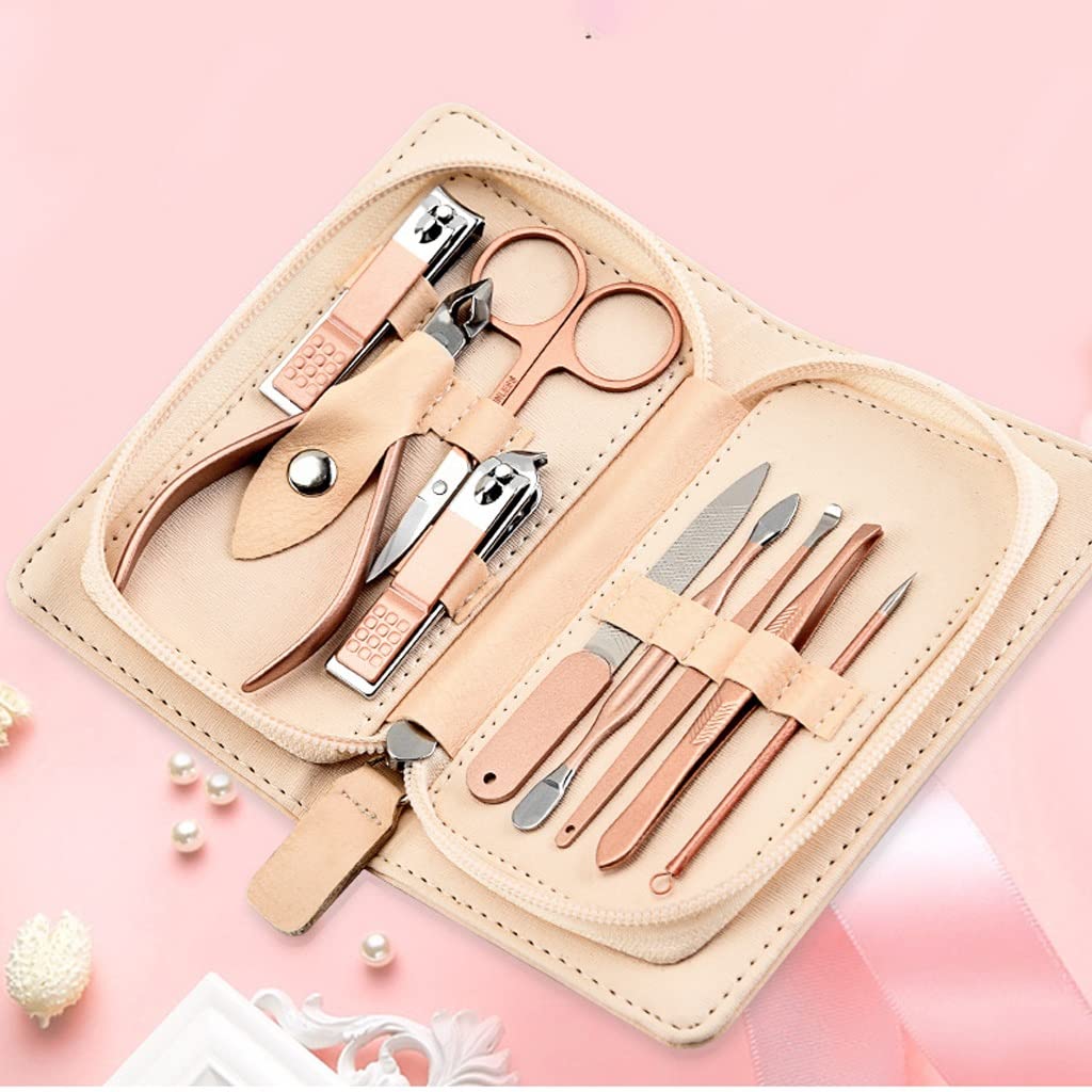 Set de manicura de Viaje de 9 Piezas para el Cuidado Personal, Set de uñas portátil con Lima incorporada para Hombres y Mujeres, cortauñas y Pinzas para el hogar.