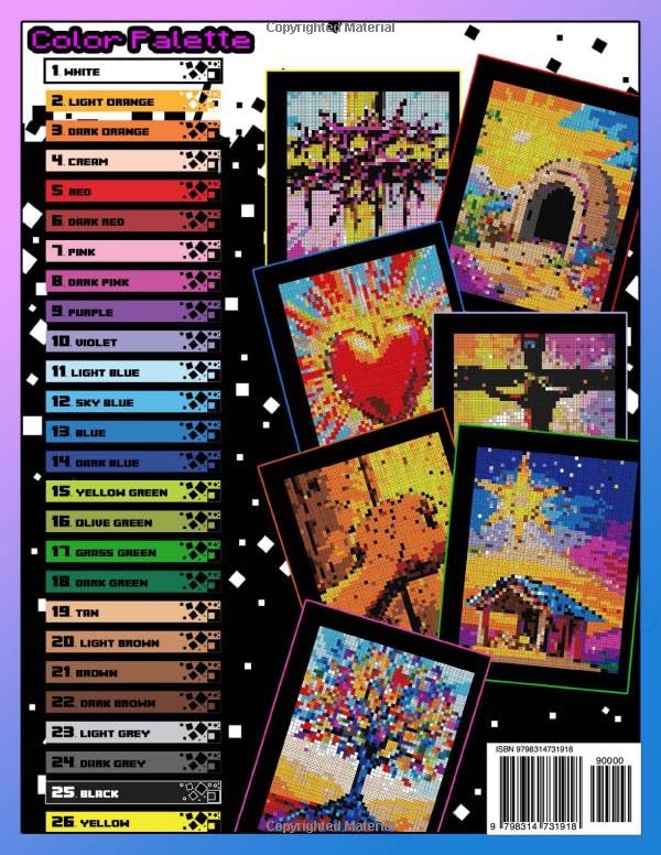 50 Bible Verses Mystery Mosaics Color by Number: Bible Activity book for Adults with Dazzling Hidden Bible Pictures, Color Quest on Black Paper, ... Squares| (Bible Coloring Book for Adults) - Image 2