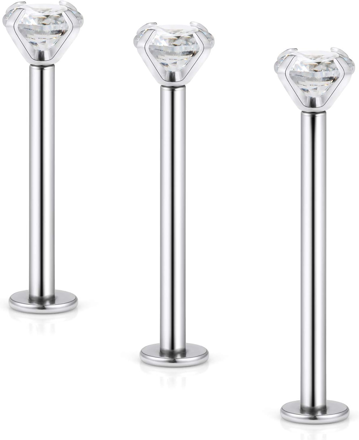 14G Cheek Dimple Piercing Jewelry Hypoallergenic 316L Surgical Steel Flat Back Tongue Rings Long Bar Lip Labret Medusa Ashley Rings Studs Piercing Jewelry for Women Men 14mm 16mm 19mm Bar