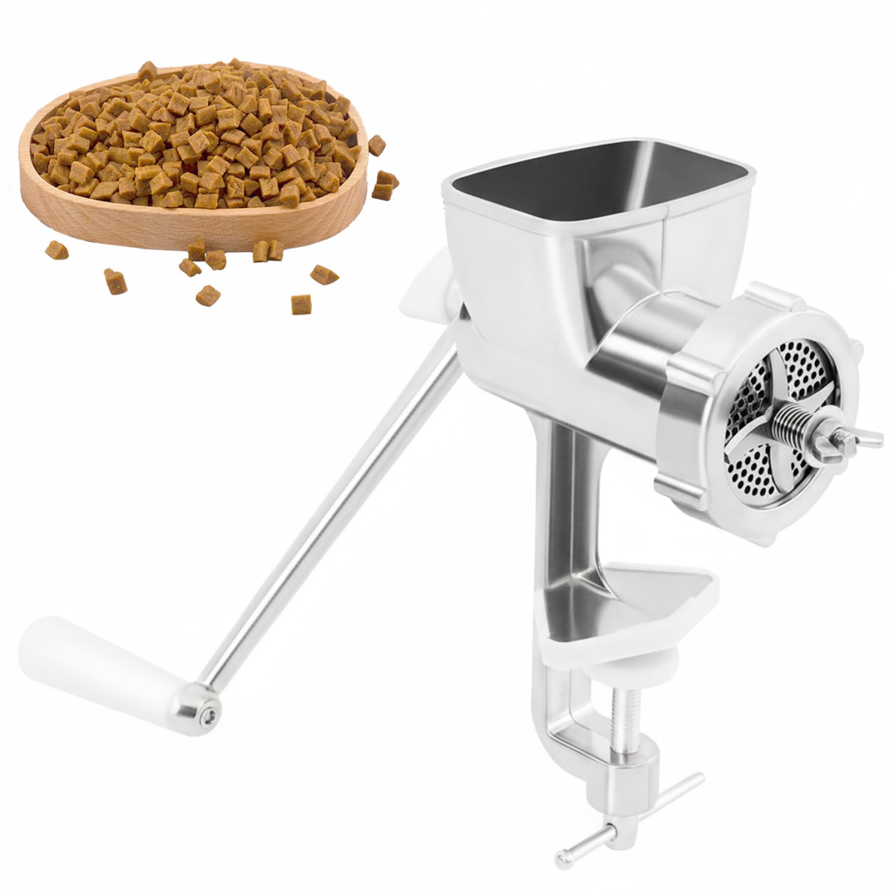 Macchina per mangime a pellet, Macchina per alimenti per animali domestici in acciaio inossidabile con 4 lame e 1 piastra a pellet, Mulino regolabile per cibo fatto in casa per cani, gatti