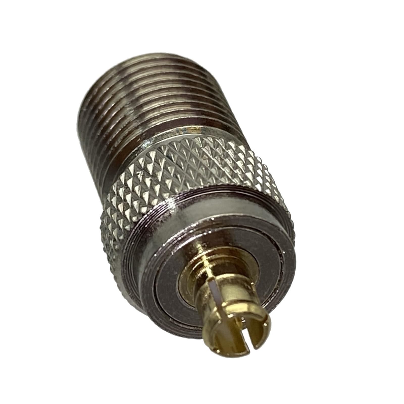 1 connettore adattatore RF coassiale RF da jack femmina F TV a maschio MCX. Terminali for cavi.
