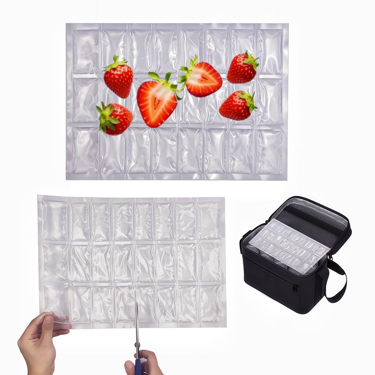 2 PCS Reusable Cooling Mat ice sheet for Keeping Food Fresh Outside Party - Flexible Ice Packs Blankets Keep Meat Cold, Replacement Freezer Mat Chiller for Camping Coolers