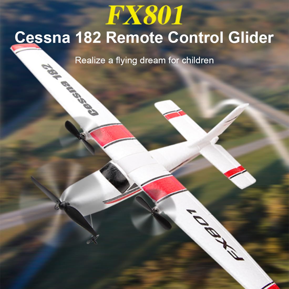 FX-801 Cessna 182 - Aereo radiocomandato elettrico da 2,4 GHz, adatto ai principianti, a lungo termine, materiale EPP per voli all'aperto, ideale per principianti, regalo per adulti, RTF