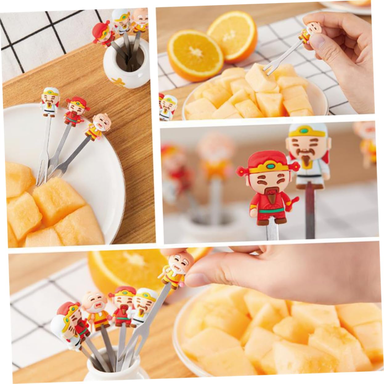 BESTonZON 3sets Forchette Acciaio Inossidabile Per Frutta e Mini Dolci Forchettine Eleganti Per Dessert e Antipasti Per Capodanno Cinese e Feste Pratiche e Resistenti