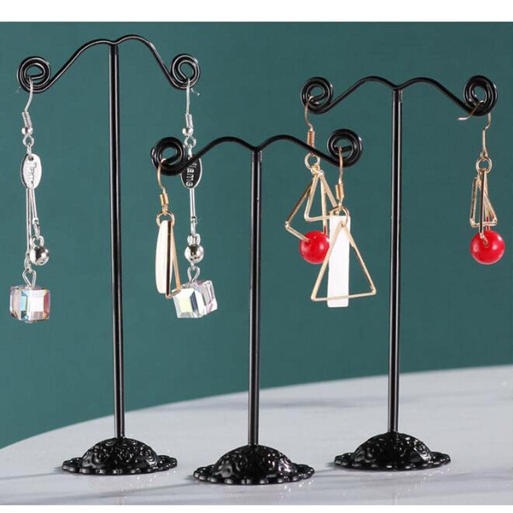 Juego de 10 soportes de hierro con forma de T para pendientes, collares, joyas, color negro