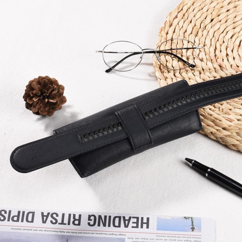 Andy's Orchids Portable Waist PU Leather Eye Glasses, Sunglasses Box Case Black Cover, Folding Sunglasses Case Wearing on Belt Cases - Image 5