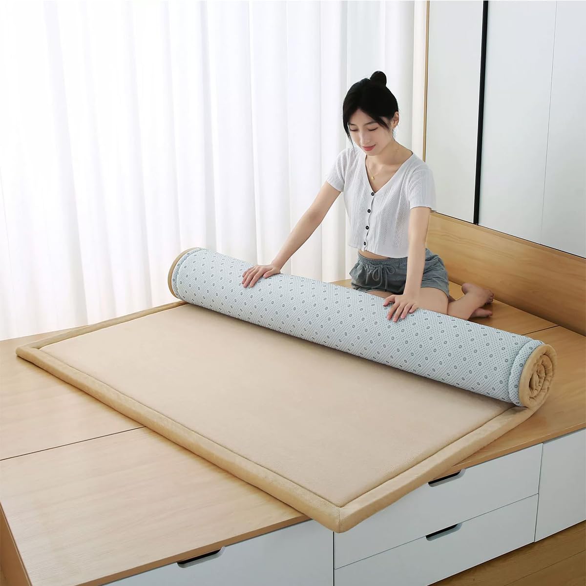 Grand tapis antidérapant en velours éponge de 3 cm d'épaisseur, pour salon, chambre à coucher, salon, chambre d'enfant, tapis de sol, tapis de parc à jeux (bleu marine, 130 x 190 cm)
