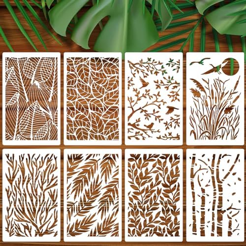 Stencils for Crafts Reusable Leaf Layering Stencil Bird Branch Mixed Media Templates for Painting on Wood Card Canvas Furniture Paper Scrapbook