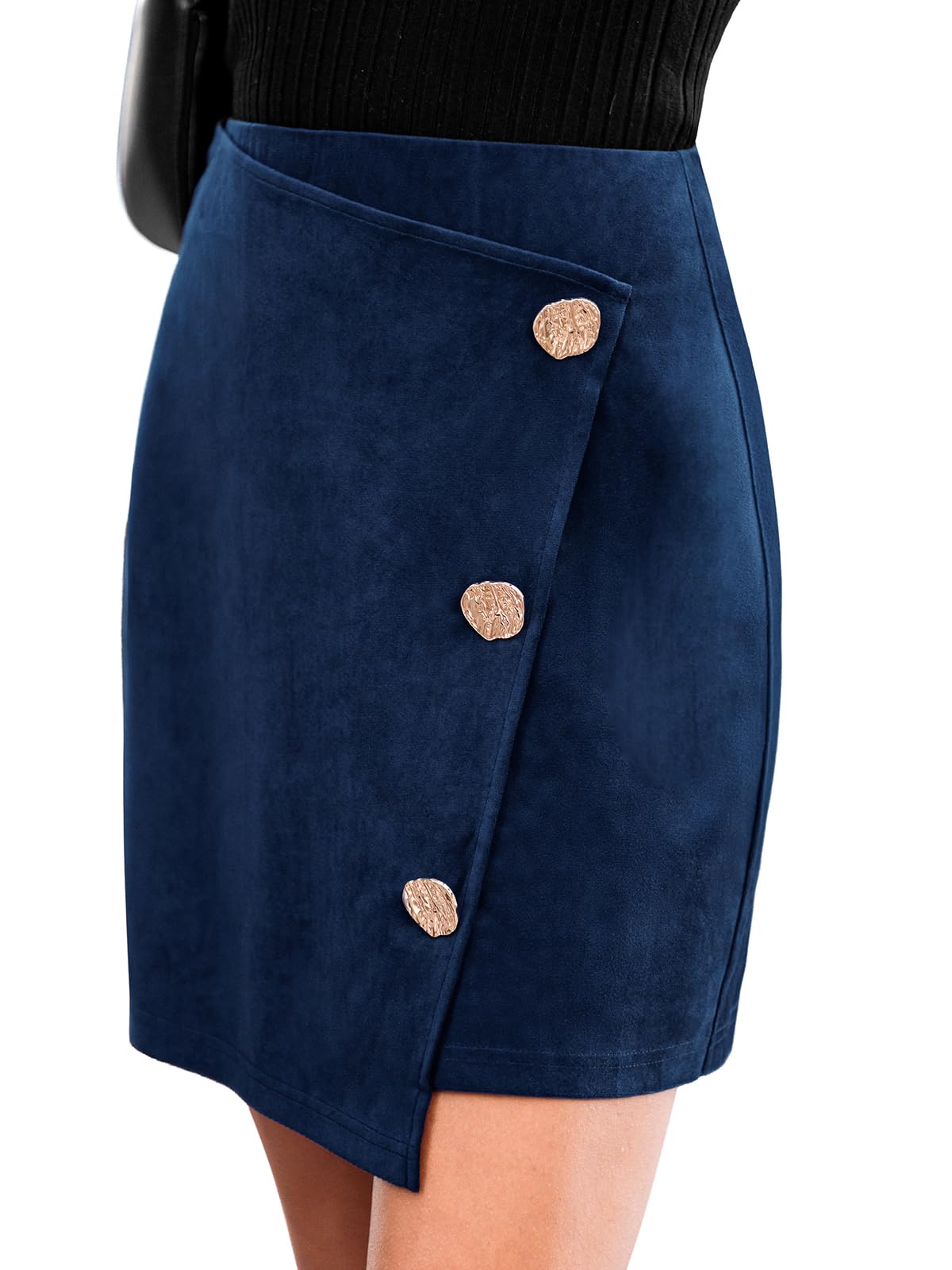 CUPSHE Womens Mini Skirts Asymmetrical Hem High Waist Back Zip Elegant Fall Winter Outfits