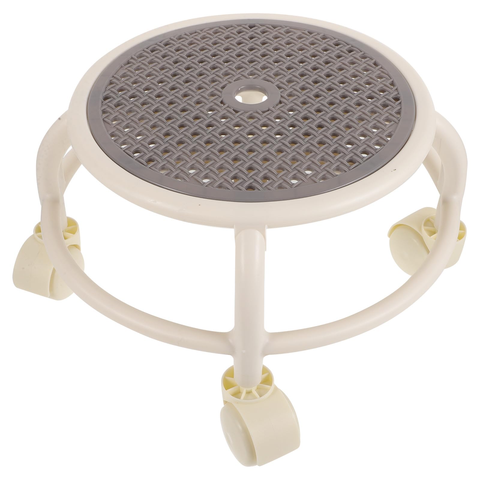 Sgabello Rotondo Sgabello Basso Flessibile e Semplice in Plastica con Ruote Girevoli per Manicure e Pedicure in Salone