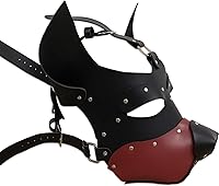 HMILY Handmade Full Face Dog Mask - Steampunk Leather Cosplay Prop for Halloween, Costume Parties & Roleplay