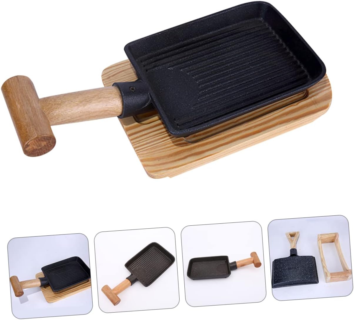 Non-Stick BBQ Frying Pan Thickened Aluminum Alloy Griddle Lid for Chic Steak Cooking for Kitchen Use for Family Gatherings