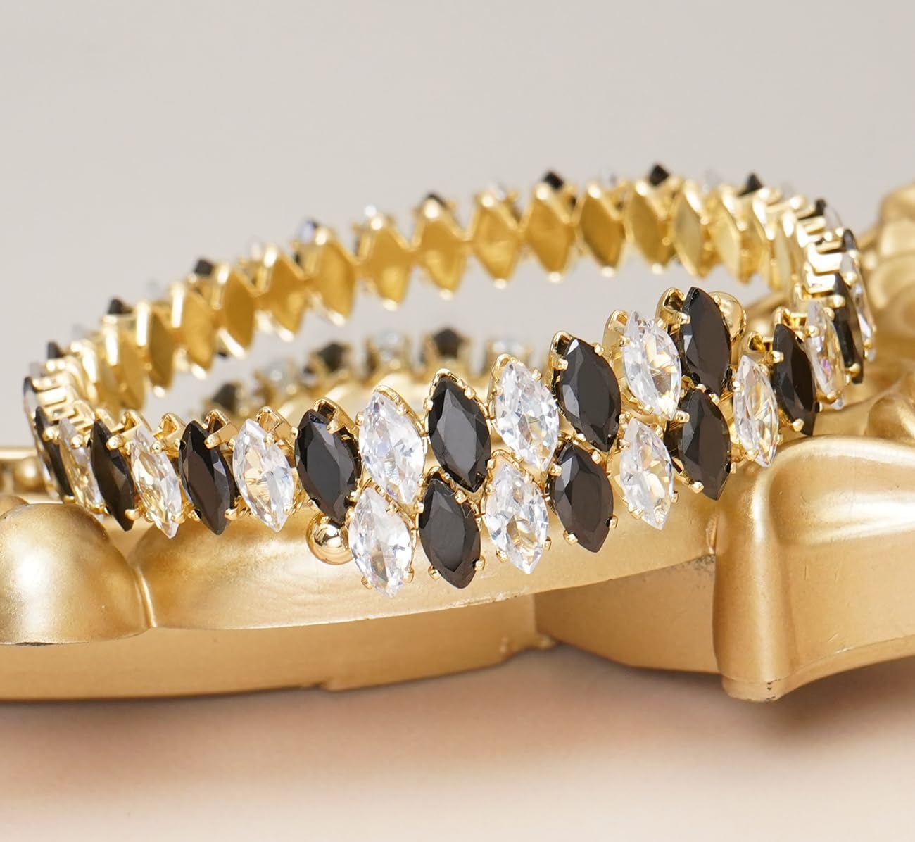 Rhinestone Cuff Bracelet Cubic Zirconia Tennis Bracelets Open Adjustable Elastic Bangle for Women - Image 4