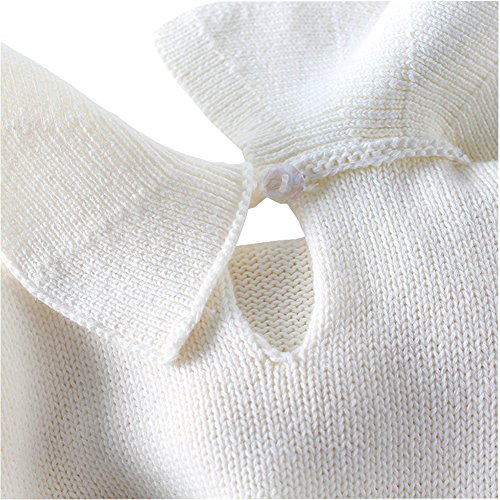 Pinleck Baby Girls Sweet Knitted Fleece Romper Long Sleeve Ruffle Jumpsuit Sweater Dress (Brown, 73/3-6 Months) #TOP3