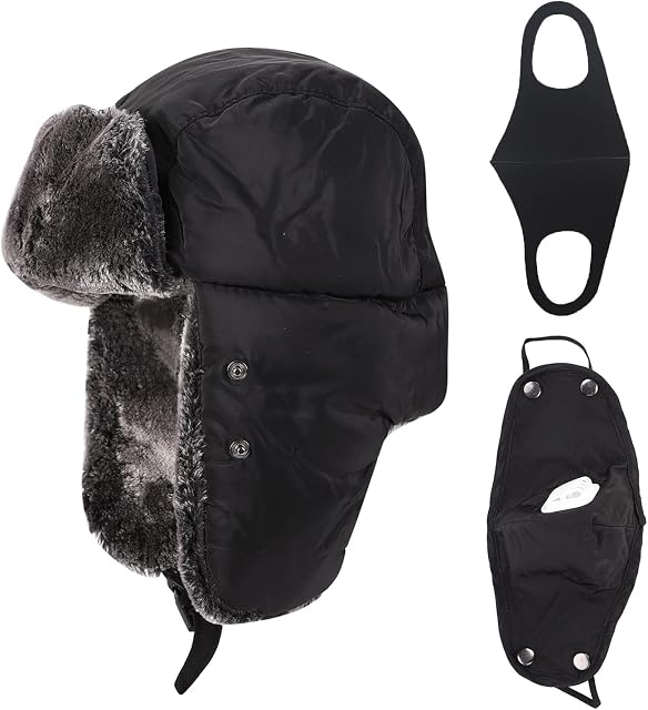 ITODA Unisex Kids Teens Trapper Hat Warm Winter Hat Earflap Bomber Hats Faux Fur Russian Trooper Hat Boys Girls Windproof Snow Ski Snowboarding Cycling Hat with Ear Flap for Children Age 5-15