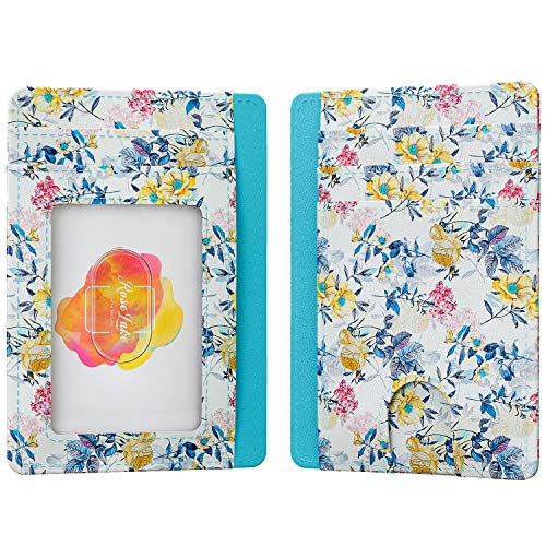 Preisvergleich Produktbild ROSE LAKE Slim Leder Geldbeutel Geldbörse RFID-Schutz Kartenetui Fronttasche Unternehmen Kreditkarte Inhaber Fall Geschenke für Frauen Mädchen Damen Tochter (Blaue Pfingstrose)