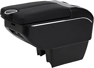 AULPHIKE Compatible with Suzuki Ertiga Armrest 2012-2024 Car Center Console Organizer Armrests Double Door Storage with USB Ports（Black Style）