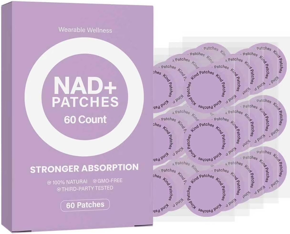 NAD+Energy Patch | Stronger Formula | NMN, Resveratrol, CoQ10, Vitamin C, Hyaluronic Acid | 8-Hour Time Release (1pc 60 Patch)