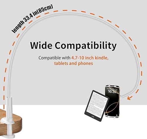 Miniatura 6 de Soporte para Kindle de cuello de cisne para leer en la cama  antideslizante Soporte de teléfono para cama, accesorios de soporte Kindle Paperwhite,