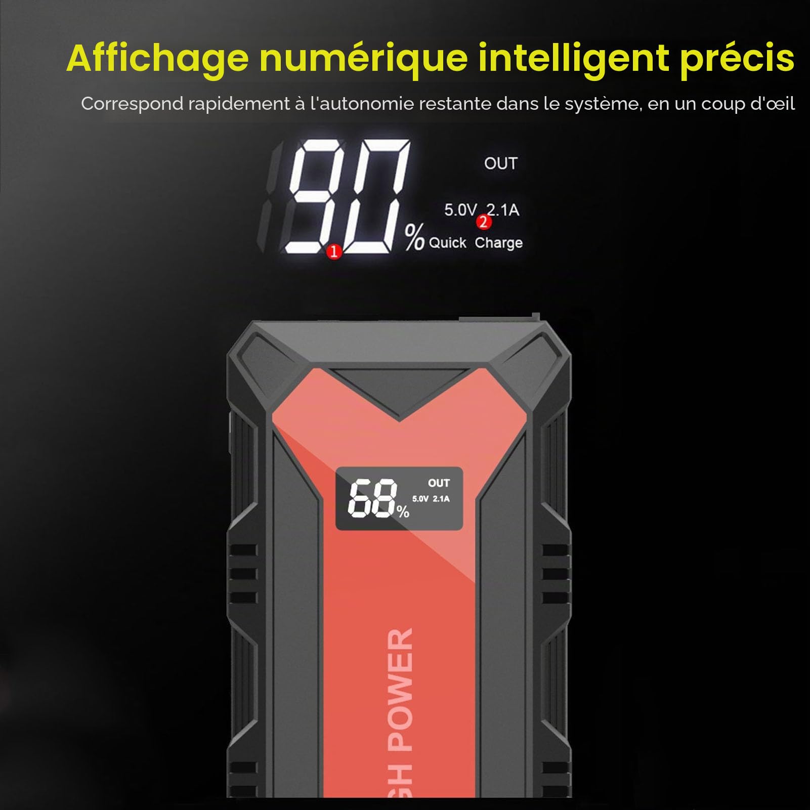 Démarreur de Saut de Voiture Portable 30000mAh, Ignifuge, Batterie Automatique, Booster, Bloc d'alimentation pour Véhicule
