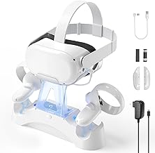 YCCTEAM Charging Dock Compatible for Oculus Quest 2/Meta Quest 2, VR Controller and Headset Magnetic Fast Charger Docking Station, LED Light 2 * 1800mAh Rechargeable Batteries, 2.5H Fast Charging