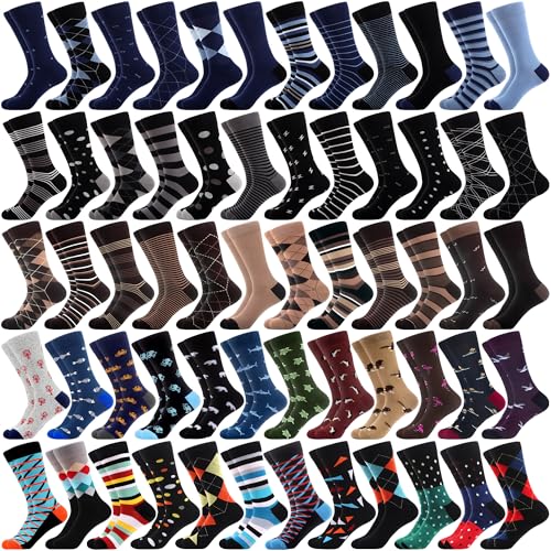 WeciBor Unisex Dress Multi Pattern Cotton Business Socks for Men Women Bulk - 36 Pairs - Size 7-13