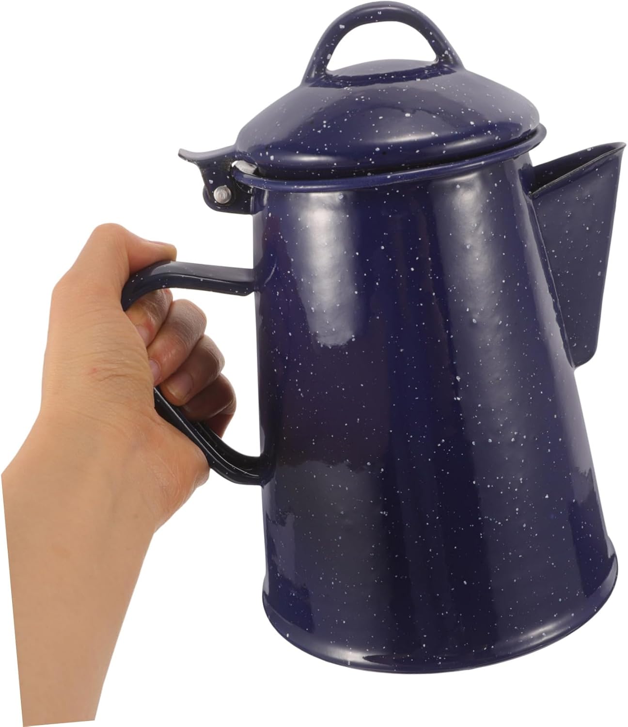 Happyyami Enamel Coffee Pot Comfortable Handle Camping Water Pitcher for Home and Restaurant Use Lightweight Easy Pour Teapot for Daily Brewing