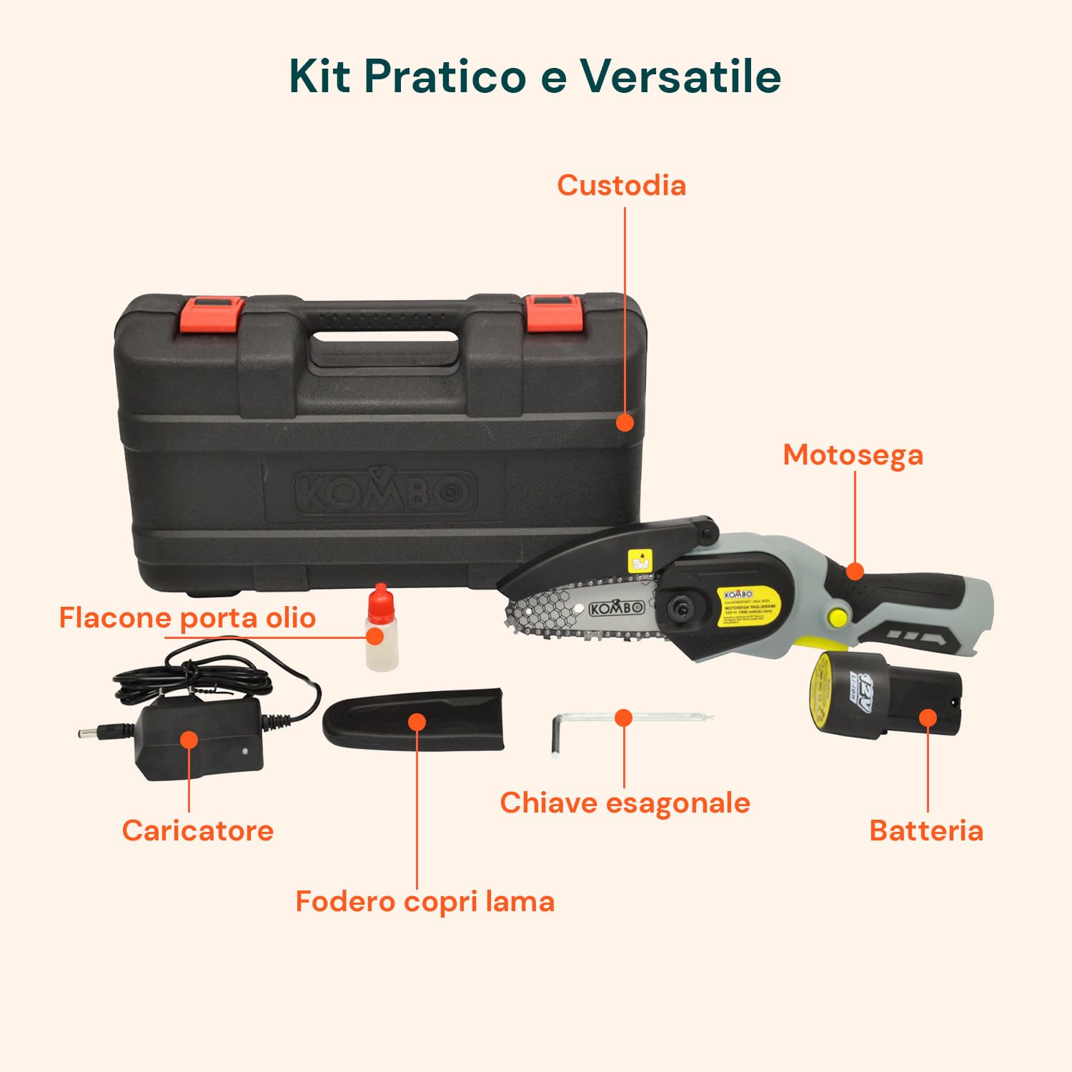 Avilia Motosierra podadora recargable con batería 12 V 1500 mAh – Ligera y manejable para jardinería doméstica