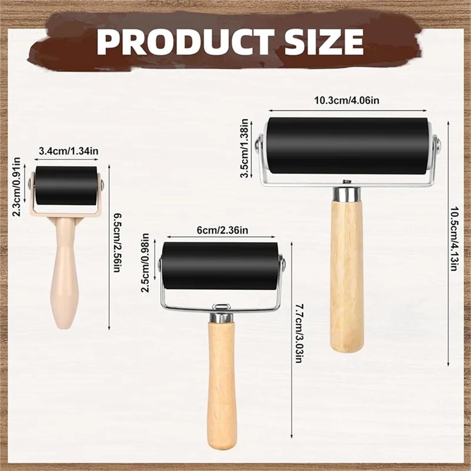 Rubber Brayer Roller 9pcs Art Craft for Gluing Printing Rubber Brayer Roller 1.4/2.4/4 Inch Printer for Printmaking Wallpapers Applicat