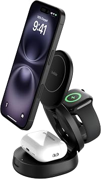 Belkin 3 in 1 Wireless MagSafe Compatible iPhone 17, 1612/Smartphone Max 15W AirPods/Wireless Earphones iPhone Standby Mode Compatible Foldable Stand USB-C Cable Included 1.5m 36W AC Power | Qi2 15W iPhone 17/16/15 Apple Watch AirPods3 36W 1.5m USB-C 2 2,500 CEW