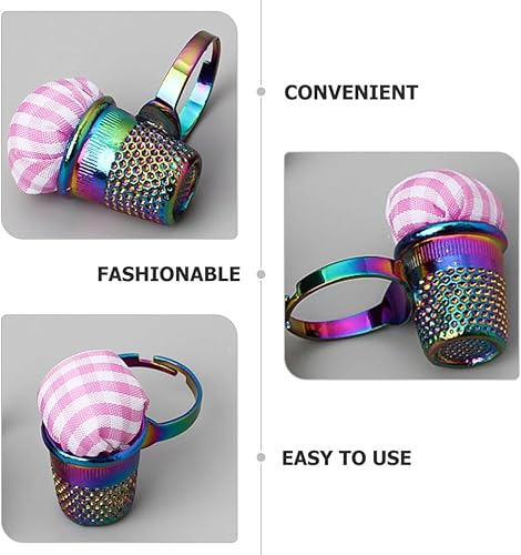 Miniatura 6 de EXCEART DIY bordado ayuda de costura dedal anillo de almacenamiento de aguja de punto de cruz nuevo dos en uno aguja dedo cuna (dorado) precioso