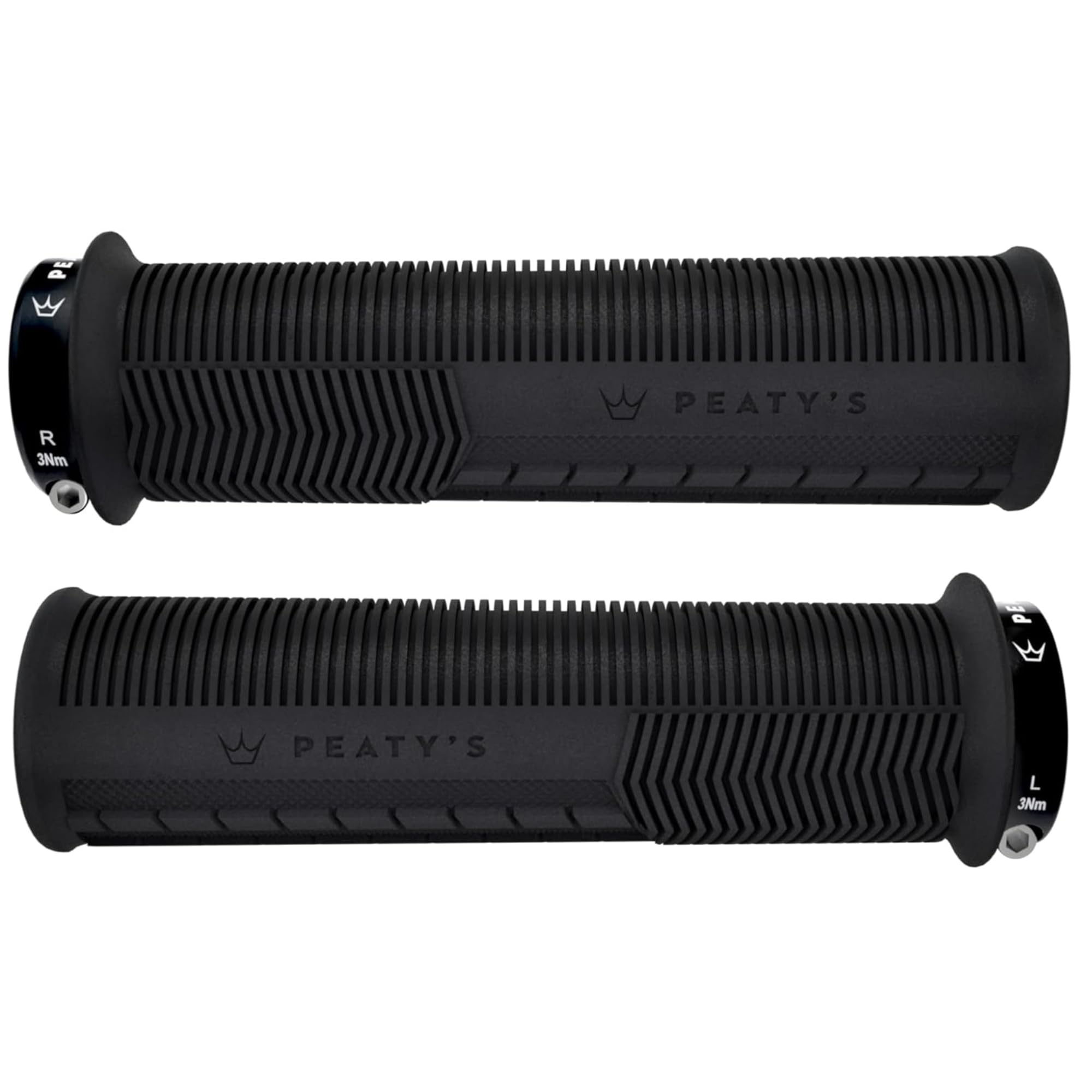 Peaty's Monarch Grips Fahrradgriffe - Knurl Fahrrad Lenkergriffe, Fahrradgriffe Ergonomisch für Komfort, Fahrrad und MTB Griffe, Fahrradlenker Griffe für Mountainbike - Dünn 30-32 mm, Schwarz
