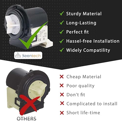 Miniatura 6 de Motor de bomba de drenaje de lavadora 4681EA2001T, ajuste exacto para la bomba de drenaje de lavadora Kenmore y LG de Seentech - Sustituye a los